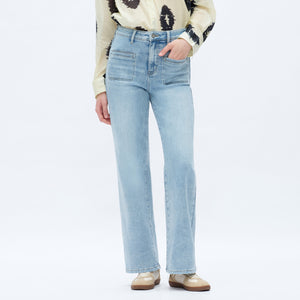 ONESO Women High Waist Wide Leg Jeans Retro Vintage Style Fit Comfortable Everyday Jeans