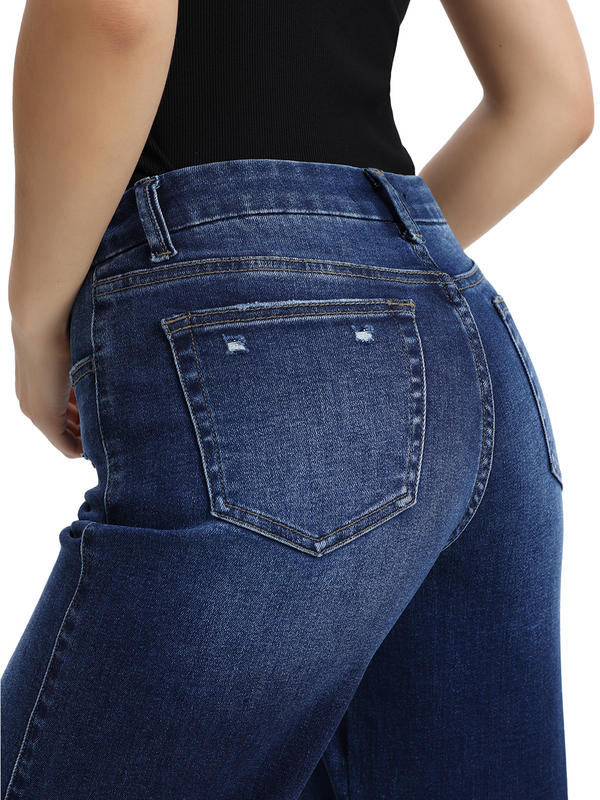 ONESO Women Mid Rise Wide Leg Jeans
