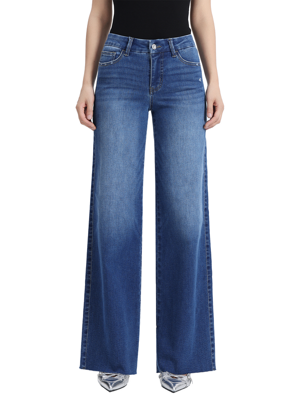 ONESO Women Baggy Wide Leg Jeans Vintage Wash Mid Low Waist Denim Pants
