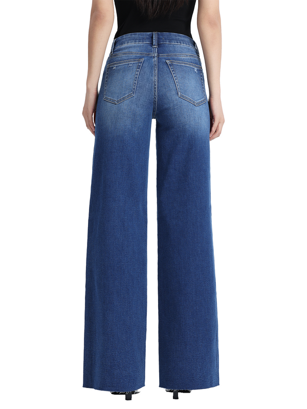 ONESO Women Baggy Wide Leg Jeans Vintage Wash Mid Low Waist Denim Pants