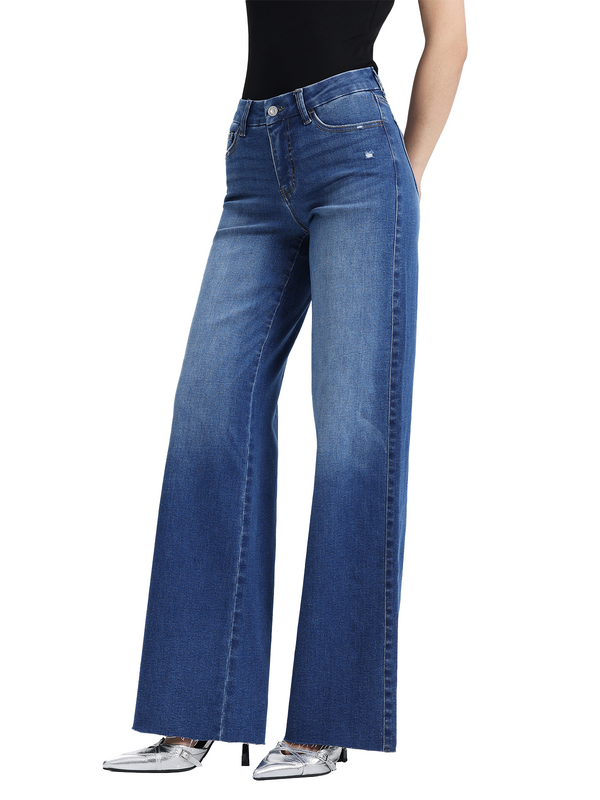 ONESO Women Baggy Wide Leg Jeans Vintage Wash Mid Low Waist Denim Pants