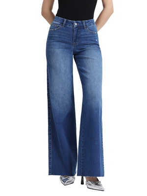 ONESO Women Baggy Wide Leg Jeans Vintage Wash Mid Low Waist Denim Pants