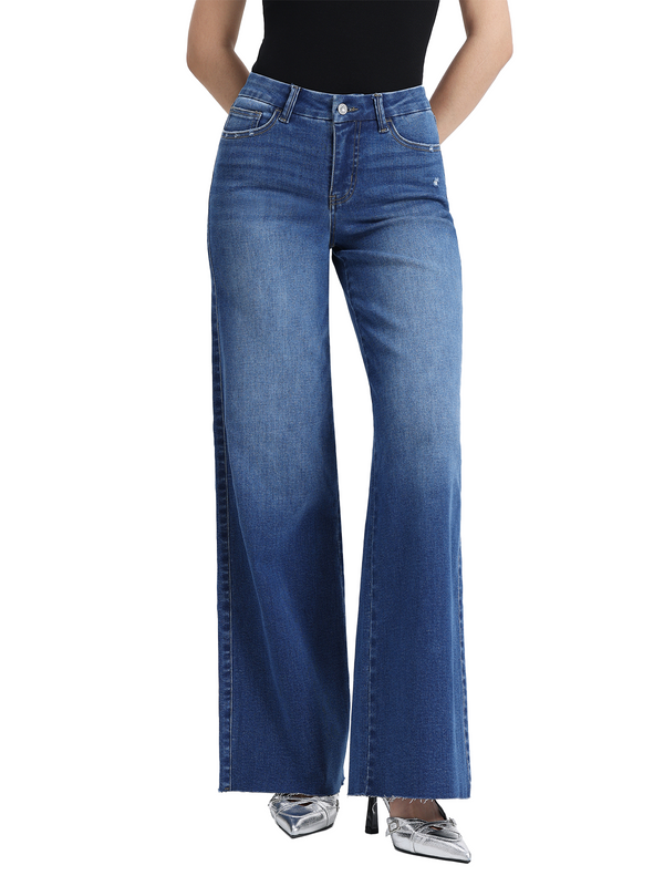 ONESO Women Baggy Wide Leg Jeans Vintage Wash Mid Low Waist Denim Pants