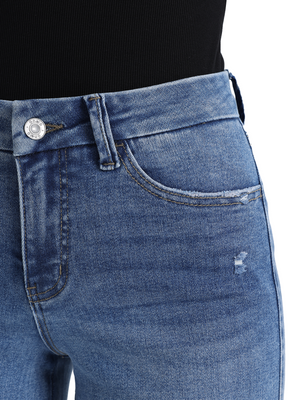 ONESO Stretchy Wide Leg Jeans Mid-Low Waist Distressed Raw Hem Denim Pants BBL Baggy Vintage Casual Pants
