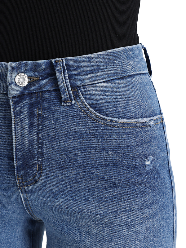 ONESO Stretchy Wide Leg Jeans Mid-Low Waist Distressed Raw Hem Denim Pants BBL Baggy Vintage Casual Pants