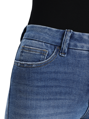 ONESO Stretchy Wide Leg Jeans Mid-Low Waist Distressed Raw Hem Denim Pants BBL Baggy Vintage Casual Pants