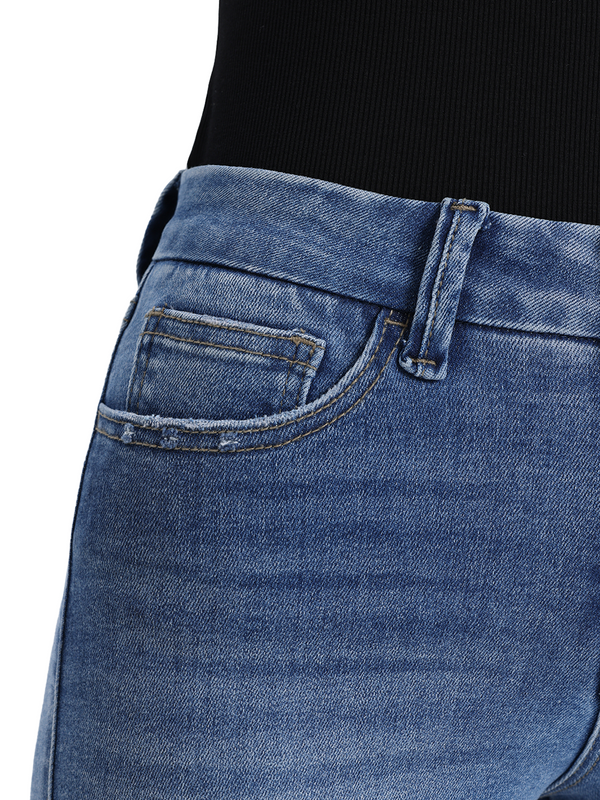 ONESO Stretchy Wide Leg Jeans Mid-Low Waist Distressed Raw Hem Denim Pants BBL Baggy Vintage Casual Pants