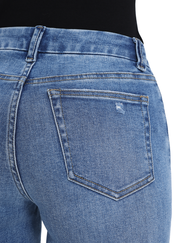 ONESO Stretchy Wide Leg Jeans Mid-Low Waist Distressed Raw Hem Denim Pants BBL Baggy Vintage Casual Pants