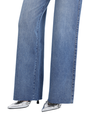 ONESO Stretchy Wide Leg Jeans Mid-Low Waist Distressed Raw Hem Denim Pants BBL Baggy Vintage Casual Pants