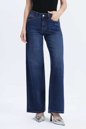 ONESO Women Effortless Coastal Mid Rise Wide Leg Jeans – Petite & Tall