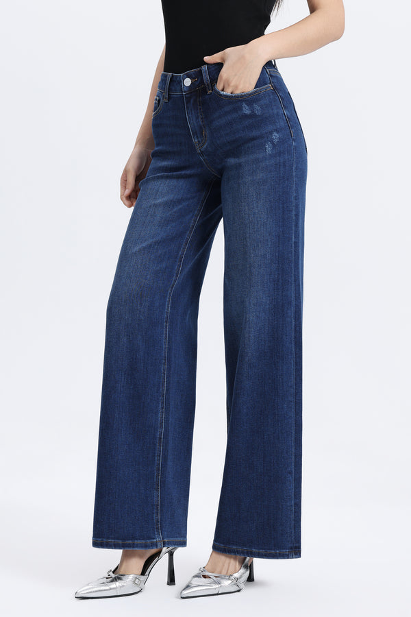 ONESO Women Effortless Coastal Mid Rise Wide Leg Jeans – Petite & Tall