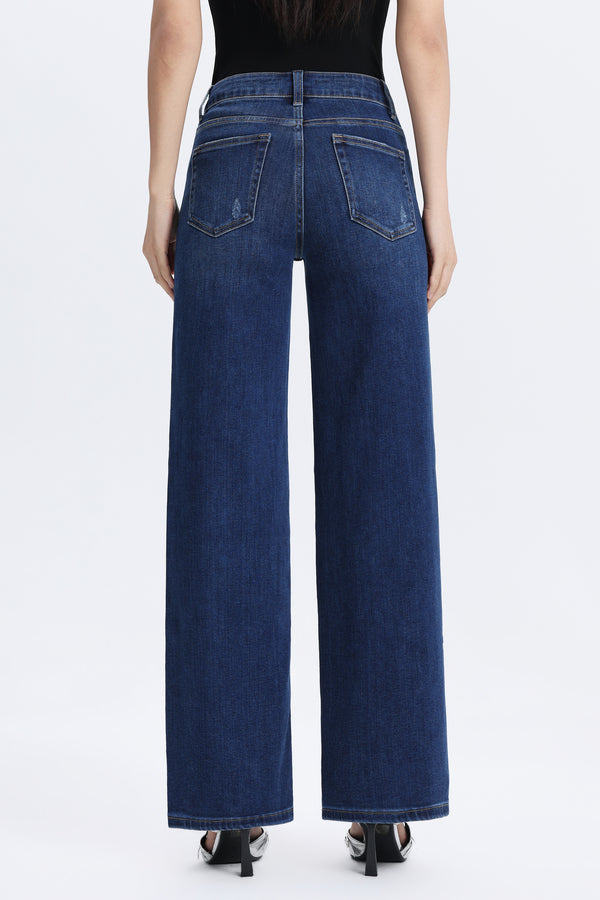 ONESO Women Effortless Coastal Mid Rise Wide Leg Jeans – Petite & Tall