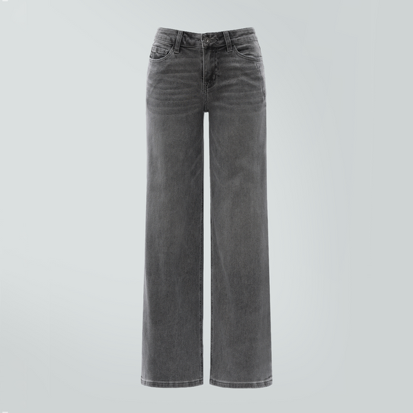 ONESO BBL Wide Leg Jeans for Women Stretchy Mid Low Rise Butts Lifting Baggy Jeans Trendy Loose Fit Cute Mom Jeans
