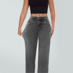 ONESO BBL Wide Leg Jeans for Women Stretchy Mid Low Rise Butts Lifting Baggy Jeans Trendy Loose Fit Cute Mom Jeans