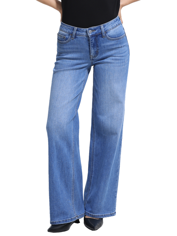 ONESO Effortless Mid Rise Wide Leg BBL Jeans