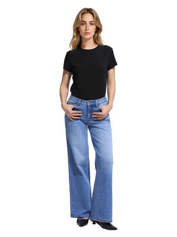 ONESO Effortless Mid Rise Wide Leg BBL Jeans