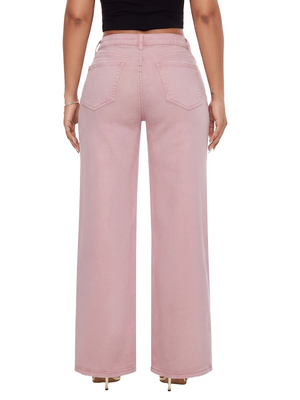 ONESO Pink Mid Rise Wide Leg Jeans