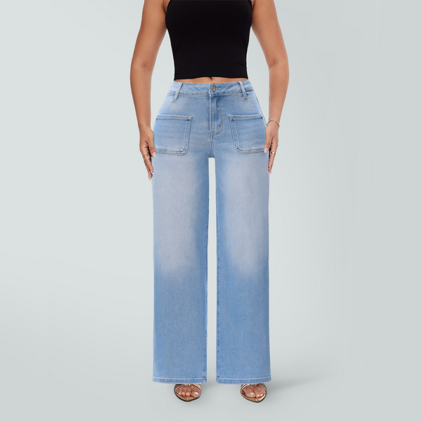 ONESO Wide Leg BBL Jeans for Women Trendy Loose Stretchy Mid Low Rise Butts Lifting Baggy Jeans