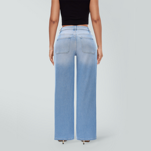 ONESO Wide Leg BBL Jeans for Women Trendy Loose Stretchy Mid Low Rise Butts Lifting Baggy Jeans