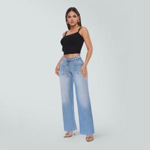 ONESO Wide Leg BBL Jeans for Women Trendy Loose Stretchy Mid Low Rise Butts Lifting Baggy Jeans