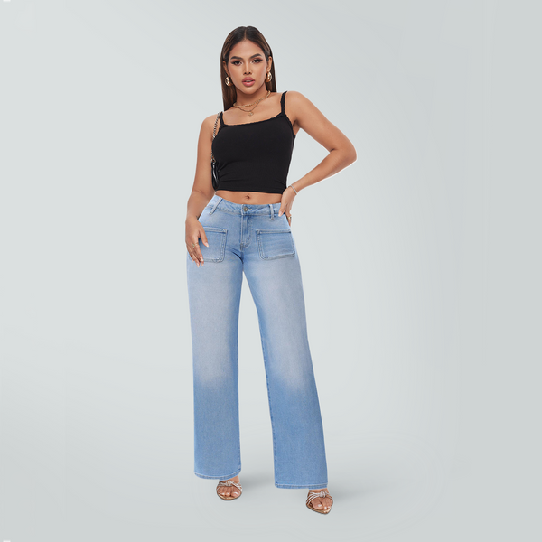 ONESO Wide Leg BBL Jeans for Women Trendy Loose Stretchy Mid Low Rise Butts Lifting Baggy Jeans