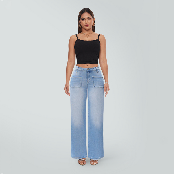 ONESO Wide Leg BBL Jeans for Women Trendy Loose Stretchy Mid Low Rise Butts Lifting Baggy Jeans