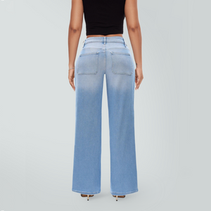 ONESO Wide Leg BBL Jeans for Women Trendy Loose Stretchy Mid Low Rise Butts Lifting Baggy Jeans