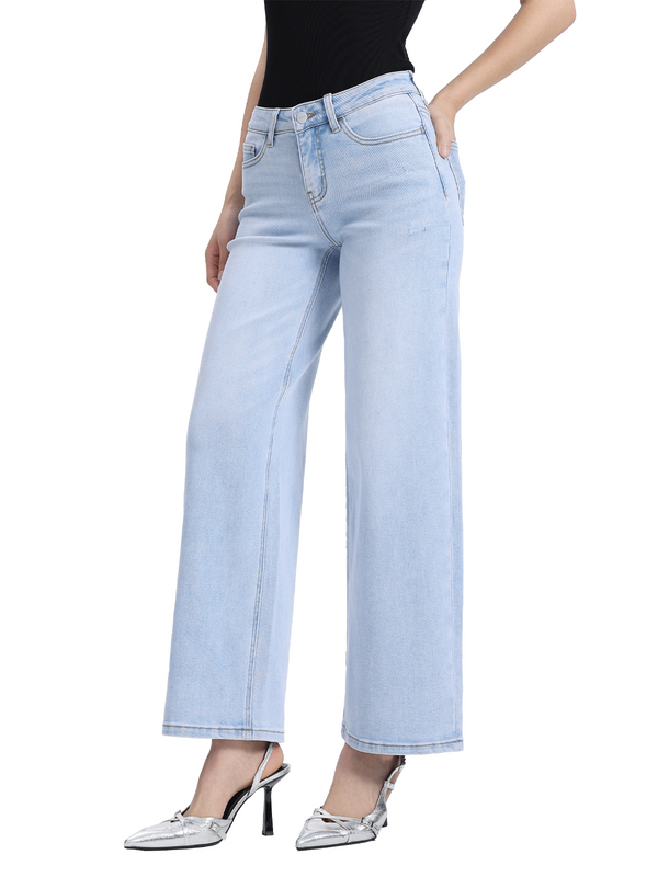 ONESO Women Effortless Coastal Mid Rise Wide Leg Jeans – Petite & Tall