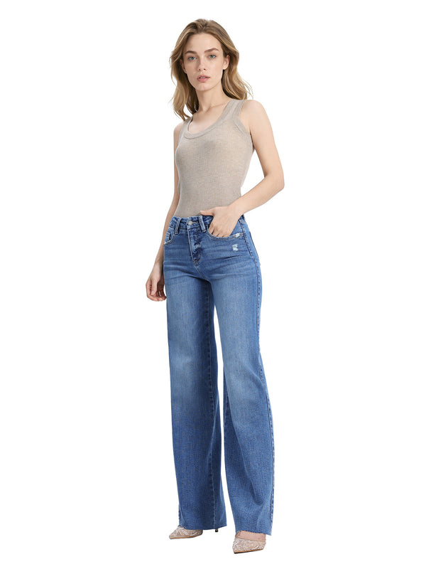ONESO Women Modern Mid Rise Wide Leg Jeans