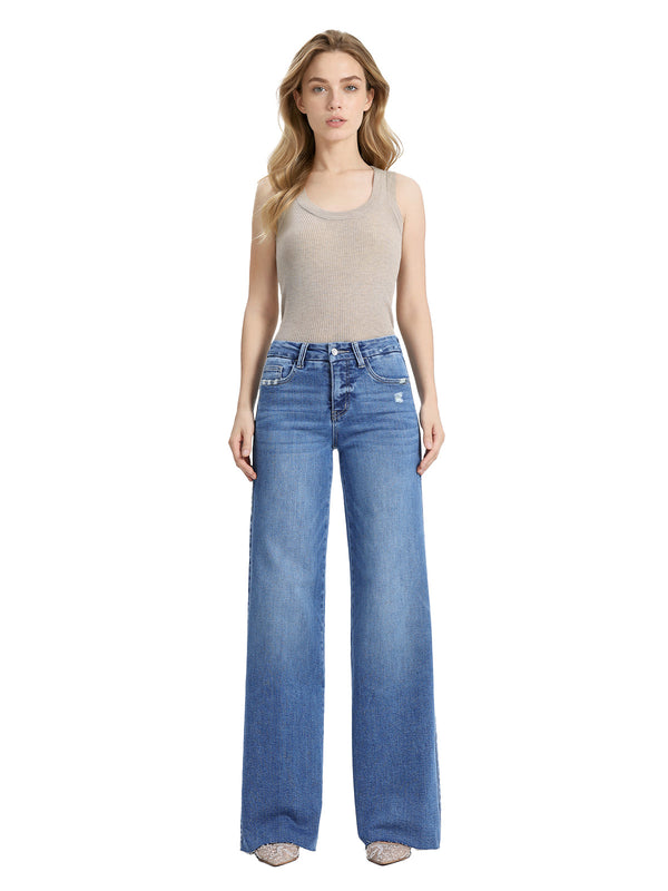 ONESO Women Modern Mid Rise Wide Leg Jeans
