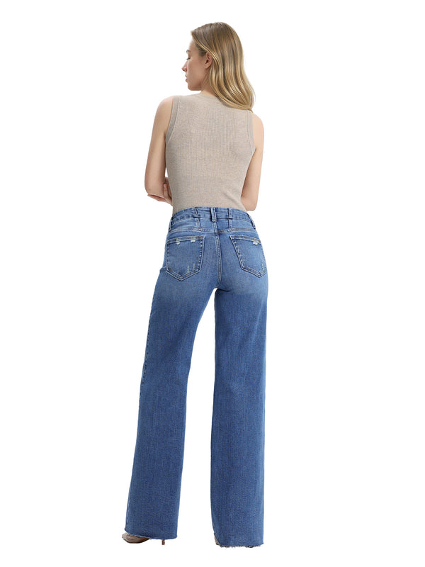 ONESO Women Modern Mid Rise Wide Leg Jeans