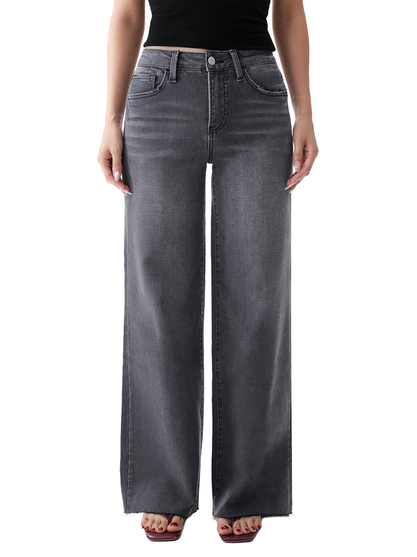 ONESO Gray High Rise Wide Leg Jeans