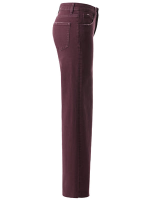 ONESO Chic High Rise Burgundy Wide Leg Jeans