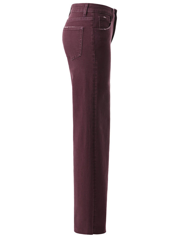 ONESO Chic High Rise Burgundy Wide Leg Jeans