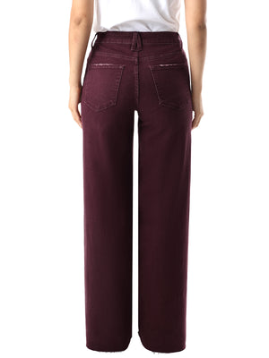 ONESO Chic High Rise Burgundy Wide Leg Jeans