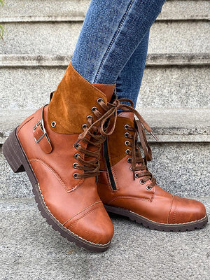 Chunky Heel Leather Boots