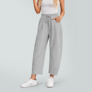Women's Drawstring Elasticated Pocket Joggers Wide-Leg Trousers Scythe-Cut Trousers
