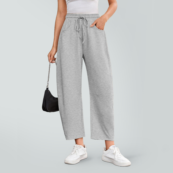 Women's Drawstring Elasticated Pocket Joggers Wide-Leg Trousers Scythe-Cut Trousers