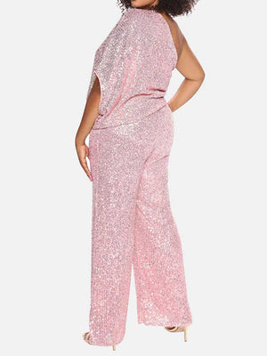 One Shoulder Sequin Jumpsuit