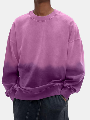 Men's Washed Gradient Long-sleeved Round Neck Sweatshirt