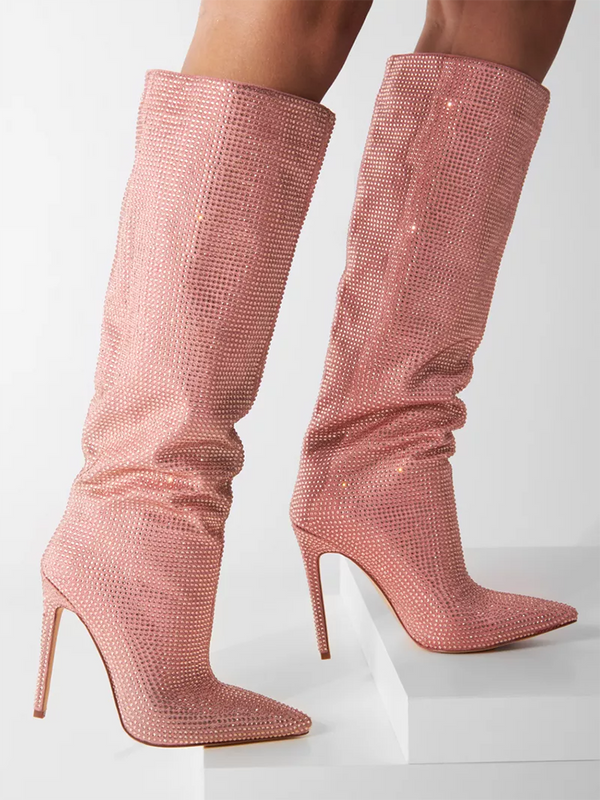 Crystal-Embellished Suede Boots