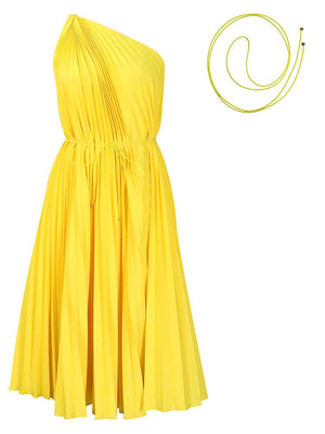 One Shoulder Pleated Dress