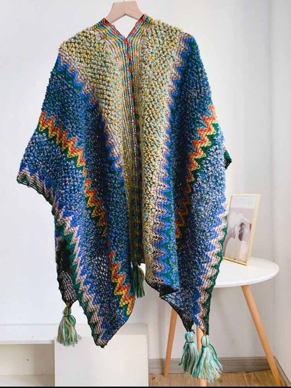 Knit Fringe Poncho