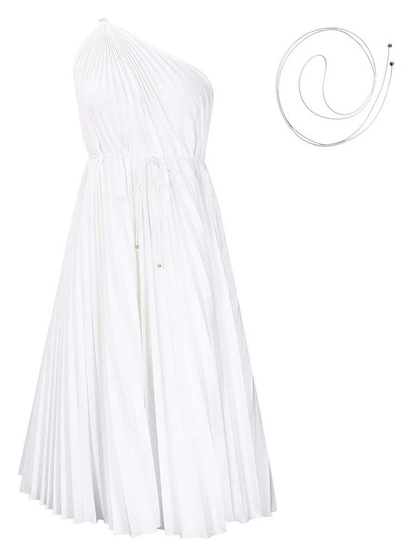 One Shoulder Pleated Dress