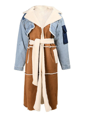 Woolen Denim Trench Coat