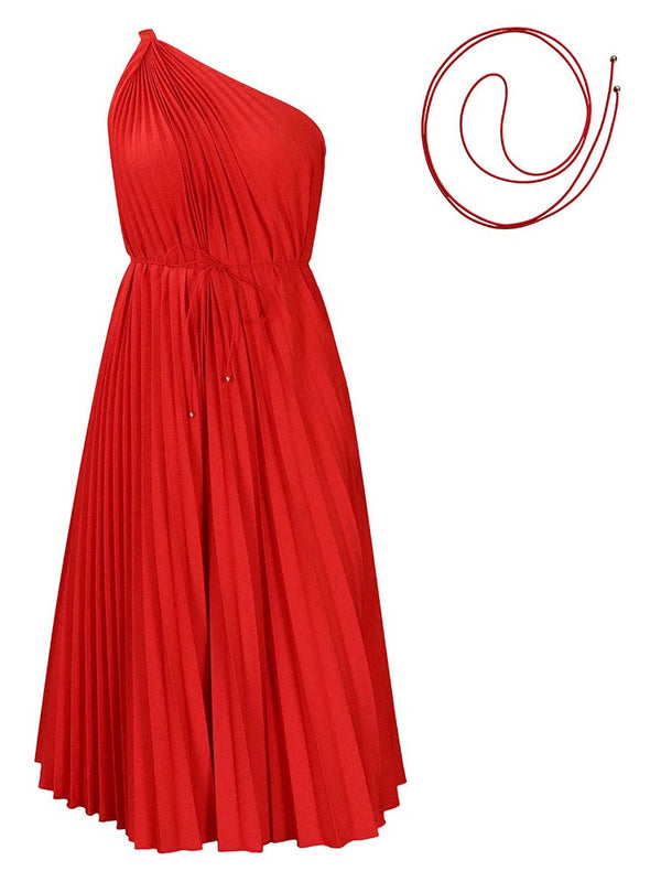 One Shoulder Pleated Dress