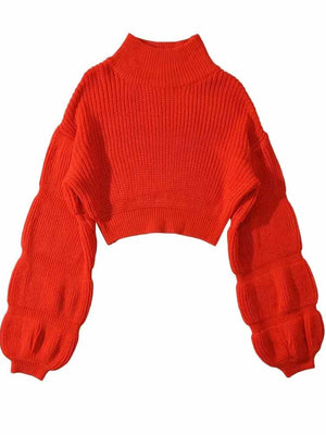 Turtleneck Puffy Sleeve Sweater