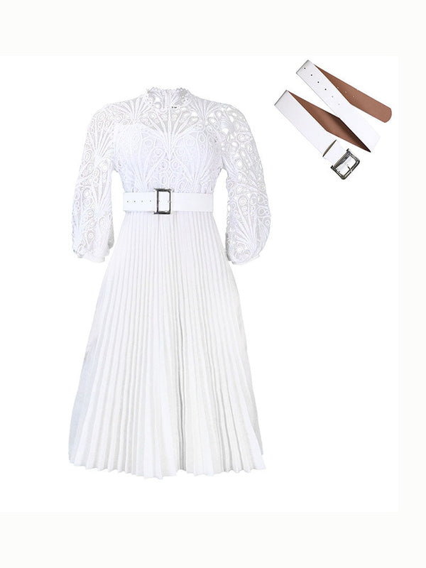 Lace Pleated Dress