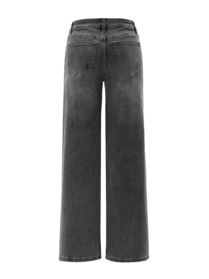 SHAPUM Mid Rise Relaxed Fit Wide Leg Stretch BBL Jeans