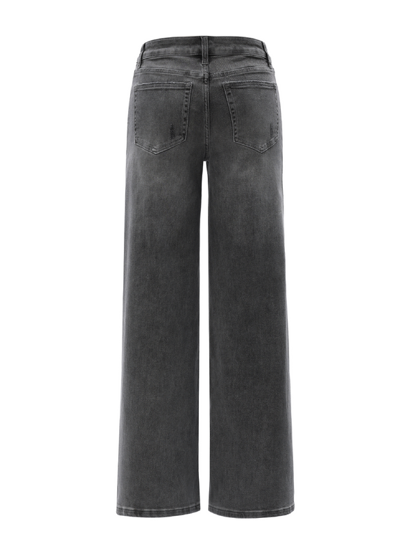 SHAPUM Mid Rise Relaxed Fit Wide Leg Stretch BBL Jeans